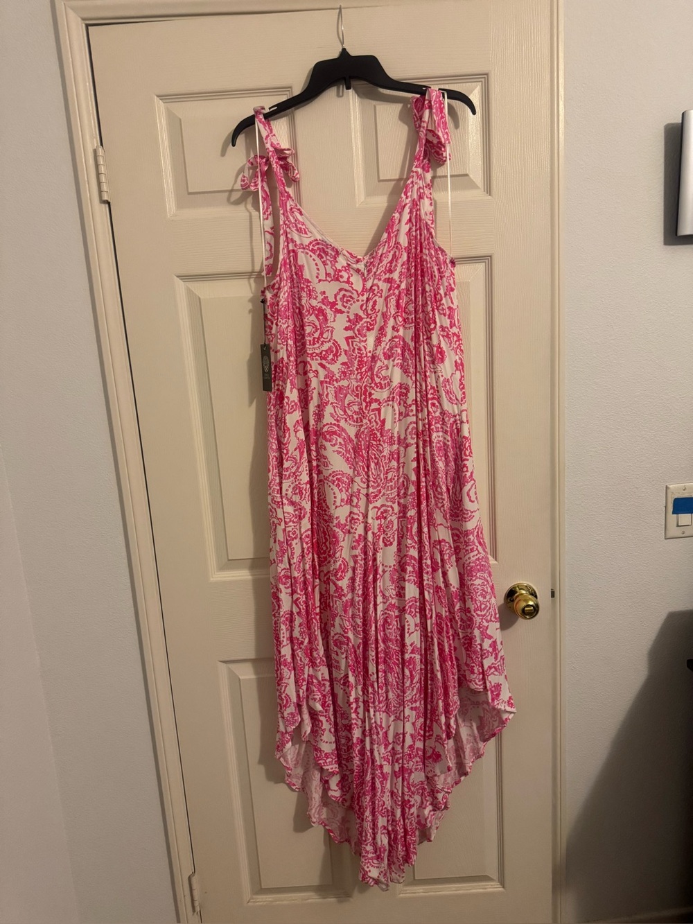Women’s Pink Paisley Summer Tie-Strap Dress